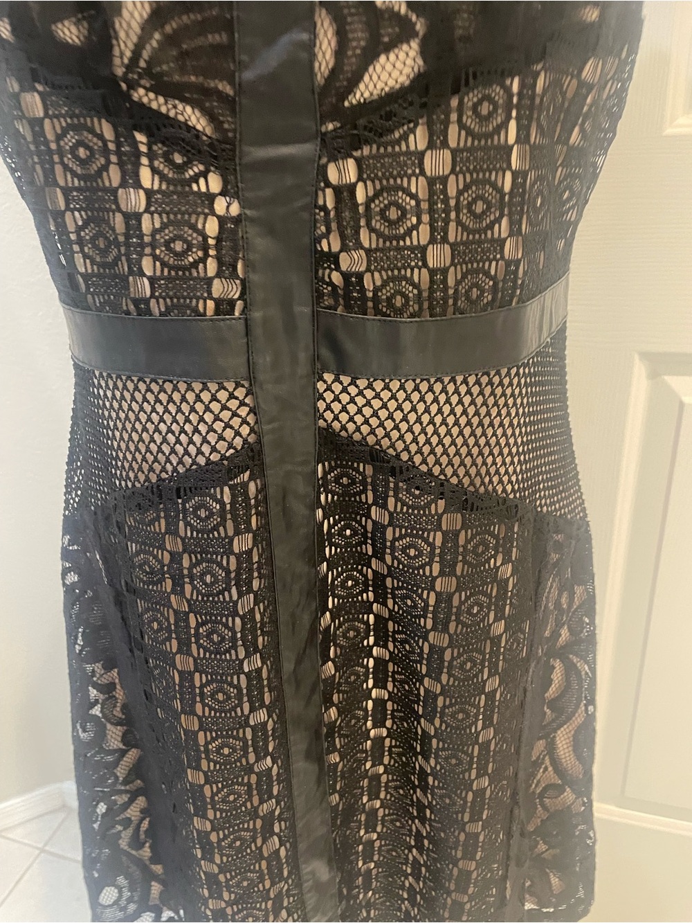 Mossimo Supply Co. Black Lace Mini Dress natural lining with Sheer Insets size L - Picture 10 of 15